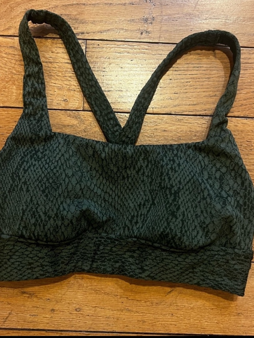 All in Motion Dark Green Reptile Pattern Top